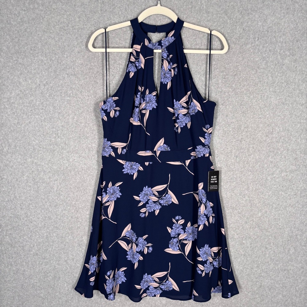 NEW Express Dress Size‎ 10 Navy Lavender Floral Halter Flowy Feminine Summer